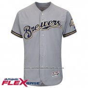 Camiseta Beisbol Hombre Milwaukee Brewers Blank Gris Flex Base Autentico Collection