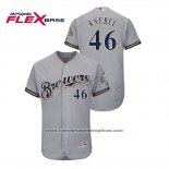 Camiseta Beisbol Hombre Milwaukee Brewers Corey Knebel Autentico Flex Base Gris