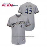 Camiseta Beisbol Hombre Milwaukee Brewers Jhoulys Chacin Autentico Flex Base Gris