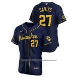 Camiseta Beisbol Hombre Milwaukee Brewers Zach Davies Autentico 2020 Alterno Azul