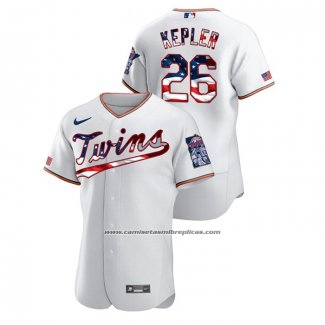 Camiseta Beisbol Hombre Minnesota Twins Max Kepler 2020 Stars & Stripes 4th of July Blanco