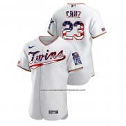 Camiseta Beisbol Hombre Minnesota Twins Nelson Cruz 2020 Stars & Stripes 4th of July Blanco