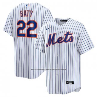 Camiseta Beisbol Hombre New York Mets Brett Baty Replica Blanco Azul