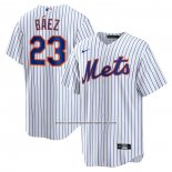 Camiseta Beisbol Hombre New York Mets Javier Baez Primera Official Replica Blanco
