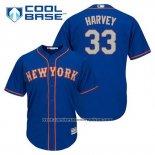 Camiseta Beisbol Hombre New York Mets Matt Harvey 33 Azul Alterno Primera Cool Base