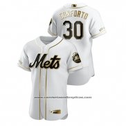 Camiseta Beisbol Hombre New York Mets Michael Conforto Golden Edition Autentico Blanco