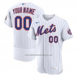 Camiseta Beisbol Hombre New York Mets Primera Autentico Personalizada Blanco1