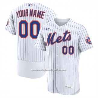Camiseta Beisbol Hombre New York Mets Primera Autentico Personalizada Blanco1