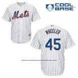 Camiseta Beisbol Hombre New York Mets Zack Wheeler 45 Blanco Primera Cool Base