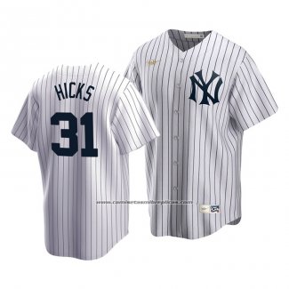 Camiseta Beisbol Hombre New York Yankees Aaron Hicks Cooperstown Collection Primera Blanco