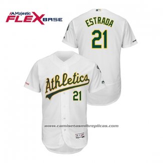 Camiseta Beisbol Hombre Oakland Athletics Marco Estrada 150th Aniversario Patch Autentico Flex Base Blanco