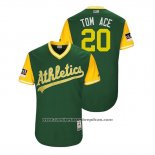 Camiseta Beisbol Hombre Oakland Athletics Mark Canha 2018 LLWS Players Weekend Tom Ace Green