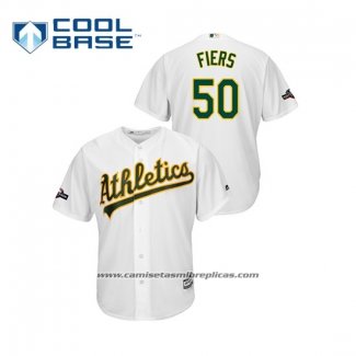 Camiseta Beisbol Hombre Oakland Athletics Mike Fiers 2019 Postemporada Cool Base Blanco