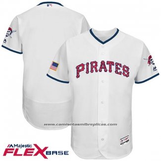 Camiseta Beisbol Hombre Pittsburgh Pirates 2017 Estrellas y Rayas Blanco Flex Base