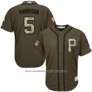 Camiseta Beisbol Hombre Pittsburgh Pirates 5 Josh Harrison Verde Salute To Service