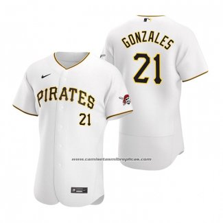 Camiseta Beisbol Hombre Pittsburgh Pirates Nick Gonzales Autentico Primera Blanco