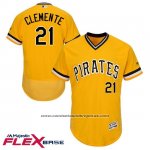 Camiseta Beisbol Hombre Pittsburgh Pirates Roberto Clemente Autentico Collection Oro Flex Base