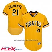 Camiseta Beisbol Hombre Pittsburgh Pirates Roberto Clemente Autentico Collection Oro Flex Base