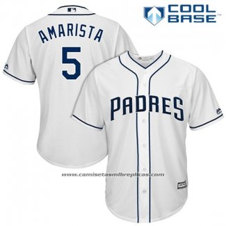 Camiseta Beisbol Hombre San Diego Padres 5 Alexi Amarista Blanco 2017 Cool Base