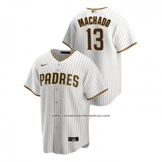 Camiseta Beisbol Hombre San Diego Padres Manny Machado Replica Primera Blanco Marron