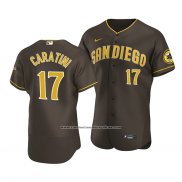 Camiseta Beisbol Hombre San Diego Padres Victor Caratini Autentico Road Marron