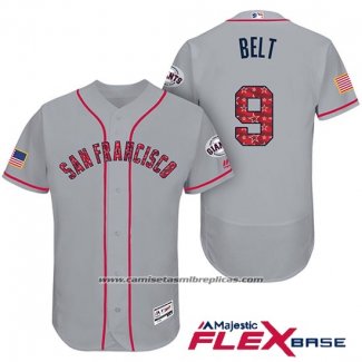Camiseta Beisbol Hombre San Francisco Giants 2017 Estrellas y Rayas Brandon Belt Gris Flex Base