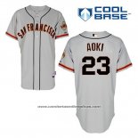 Camiseta Beisbol Hombre San Francisco Giants Norichika Aoki 23 Gris Cool Base