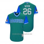 Camiseta Beisbol Hombre Seattle Mariners Chris Herrmann 2018 LLWS Players Weekend Worm Aqua