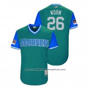 Camiseta Beisbol Hombre Seattle Mariners Chris Herrmann 2018 LLWS Players Weekend Worm Aqua