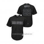 Camiseta Beisbol Hombre Seattle Mariners Omar Narvaez 2019 Players Weekend Replica Negro
