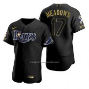 Camiseta Beisbol Hombre Tampa Bay Rays Austin Meadows Negro 2021 Salute To Service