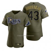 Camiseta Beisbol Hombre Tampa Bay Rays Mike Brosseau Camuflaje Digital Verde 2021 Salute To Service