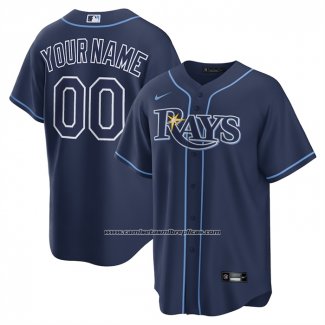 Camiseta Beisbol Hombre Tampa Bay Rays Road Replica Personalizada Azul
