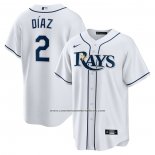 Camiseta Beisbol Hombre Tampa Bay Rays Yandy Diaz Primera Replica Blanco