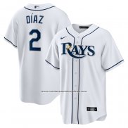 Camiseta Beisbol Hombre Tampa Bay Rays Yandy Diaz Primera Replica Blanco