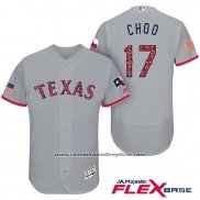 Camiseta Beisbol Hombre Texas Rangers 2017 Estrellas y Rayas Shin Soo Choo Gris Flex Base