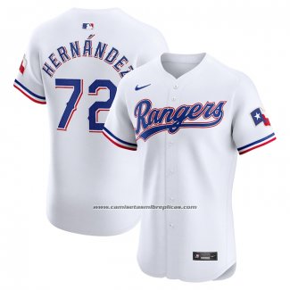 Camiseta Beisbol Hombre Texas Rangers Jonathan Hernandez Primera Elite Blanco