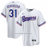 Camiseta Beisbol Hombre Texas Rangers Max Scherzer Primera Replica Blanco