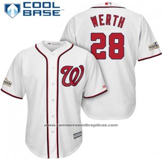 Camiseta Beisbol Hombre Washington Nationals 2017 Postemporada Jayson Werth Blanco Cool Base