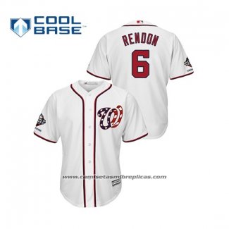 Camiseta Beisbol Hombre Washington Nationals Anthony Rendon 2019 Cool Base Alterno Blanco