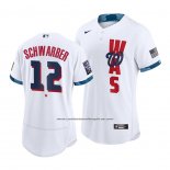 Camiseta Beisbol Hombre Washington Nationals Kyle Schwarber 2021 All Star Autentico Blanco