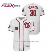 Camiseta Beisbol Hombre Washington Nationals Max Scherzer 2019 World Series Bound Flex Base Blanco