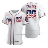 Camiseta Beisbol Hombre Washington Nationals Personalizada Stars & Stripes 4th of July Blanco