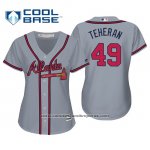 Camiseta Beisbol Mujer Atlanta Braves Julio Teheran Cool Base Road 2019 Gris