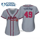 Camiseta Beisbol Mujer Atlanta Braves Julio Teheran Cool Base Road 2019 Gris