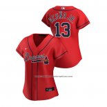 Camiseta Beisbol Mujer Atlanta Braves Ronald Acuna Jr. 2020 Replica Alterno Rojo