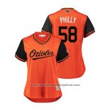 Camiseta Beisbol Mujer Baltimore Orioles Evan Phillips 2018 LLWS Players Weekend Philly Orange