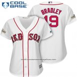 Camiseta Beisbol Mujer Boston Red Sox 2017 Postemporada 19 Jackie Bradley Jr. Blanco Cool Base