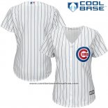 Camiseta Beisbol Mujer Chicago Cubs Blanco Autentico Collection Cool Base