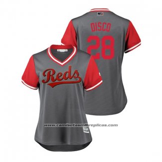 Camiseta Beisbol Mujer Cincinnati Reds Anthony Desclafani 2018 LLWS Players Weekend Disco Gris